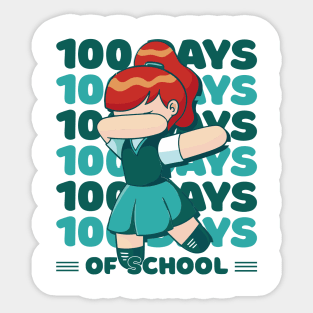 100 Days of school typography featuring a Dabbing girl #1 Sticker